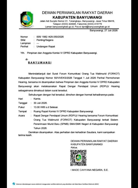 RDP SPMB DPRD Banyuwangi Pertanyakan Kursi Kosong dan Jalur Afirmasi 2 IMG 20260730 WA0095